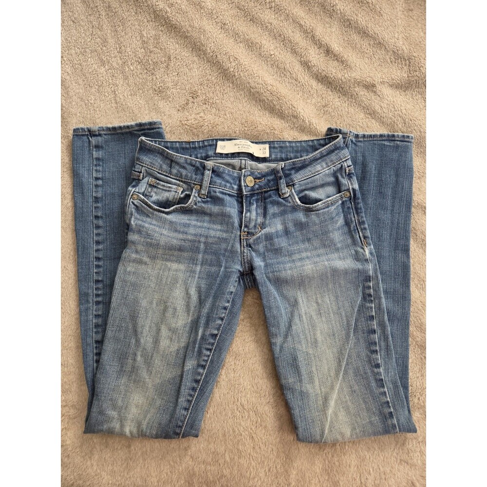 Rare OOR Womens Vintage Abercrombie Low Rise Skinny Jean Light Wash 26x31 Y2k